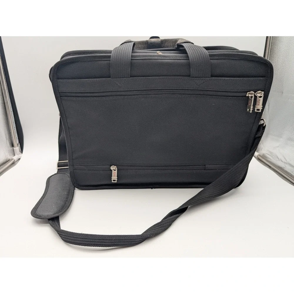 Tumi Black Ballistic Nylon Expandable Laptop Briefcase Messenger Bag 26141D4